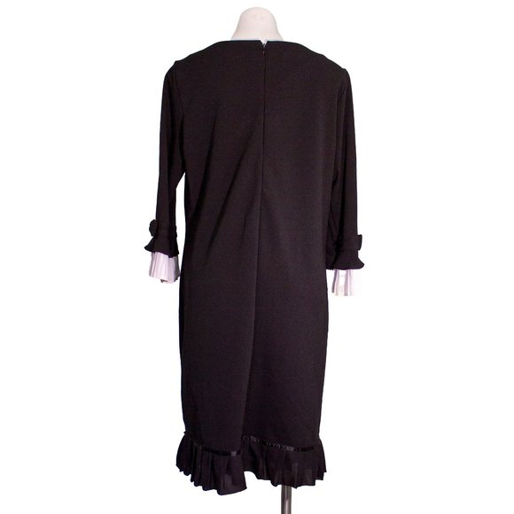 Sharagano Black & White Pleated Dress sz 14 - Picture 3 of 5